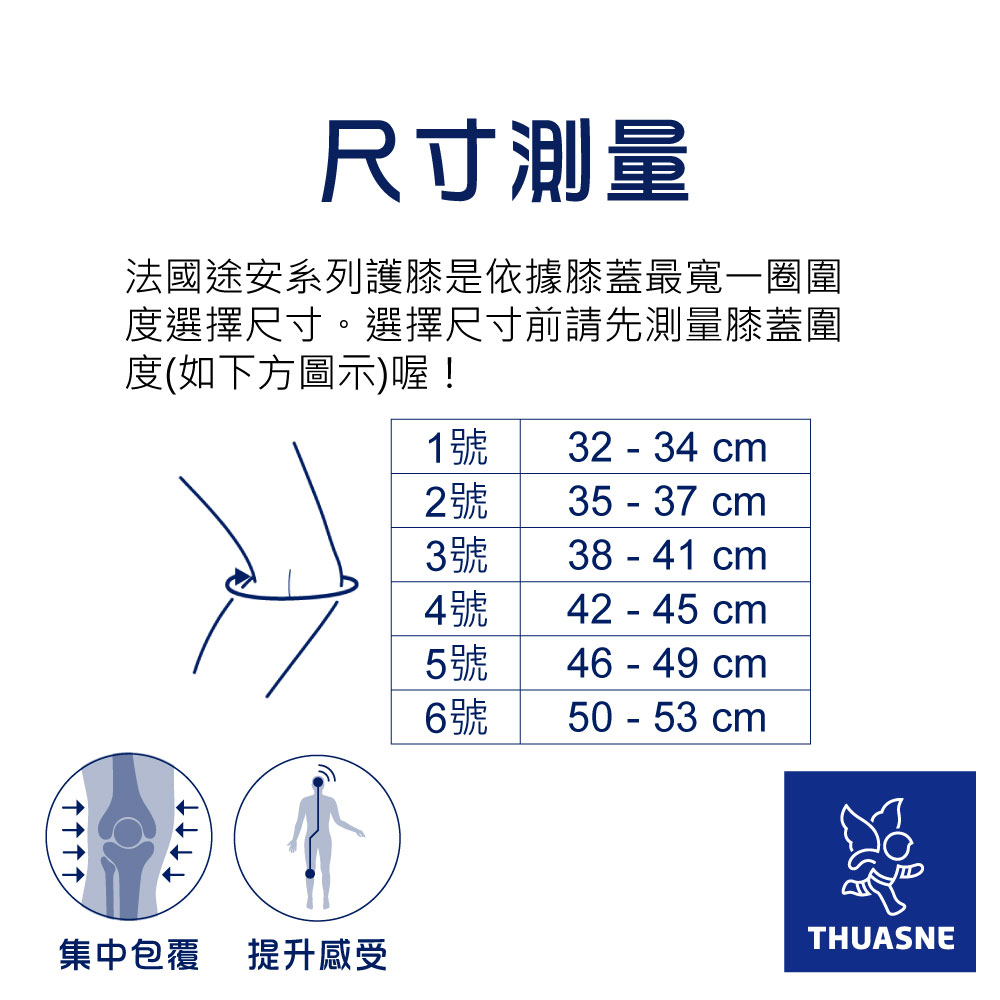 2321法國途安彈性側條護膝尺寸表