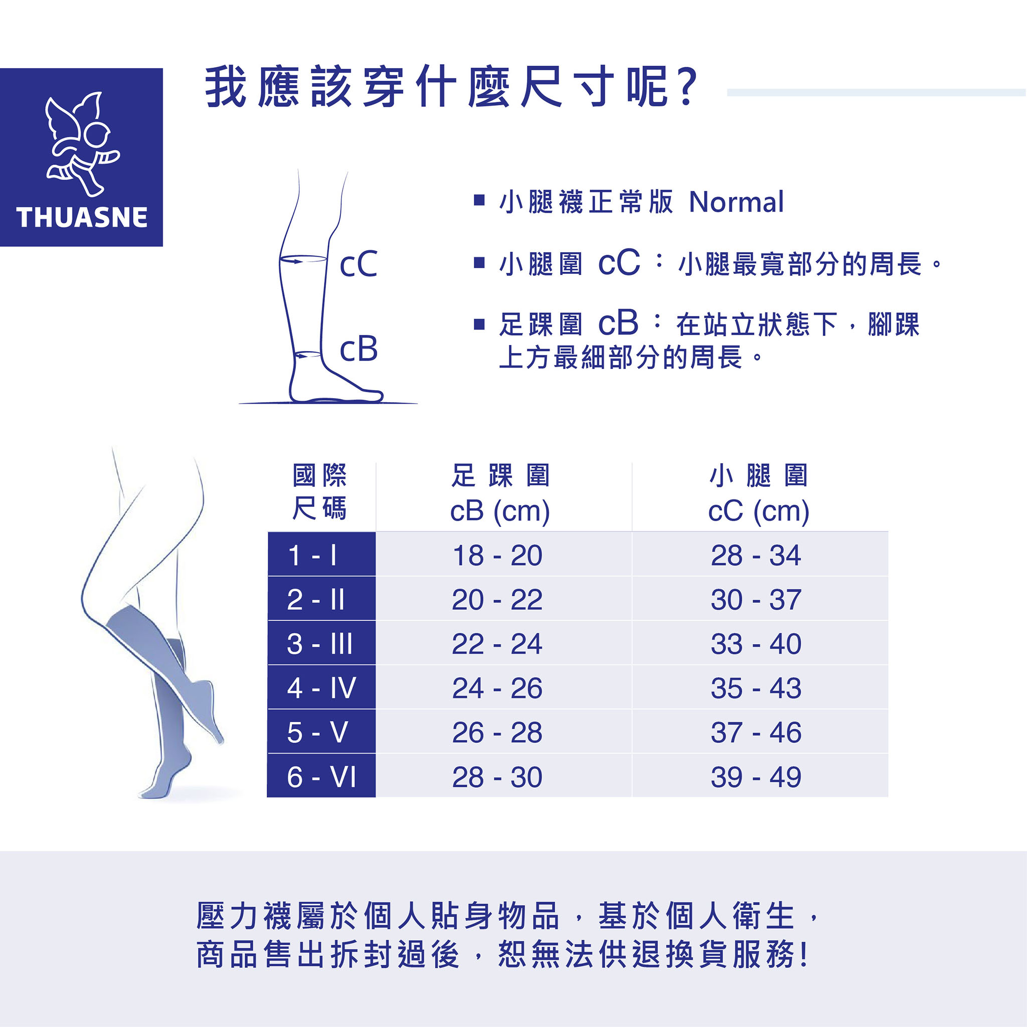 MAD法國途安壓力襪尺寸表