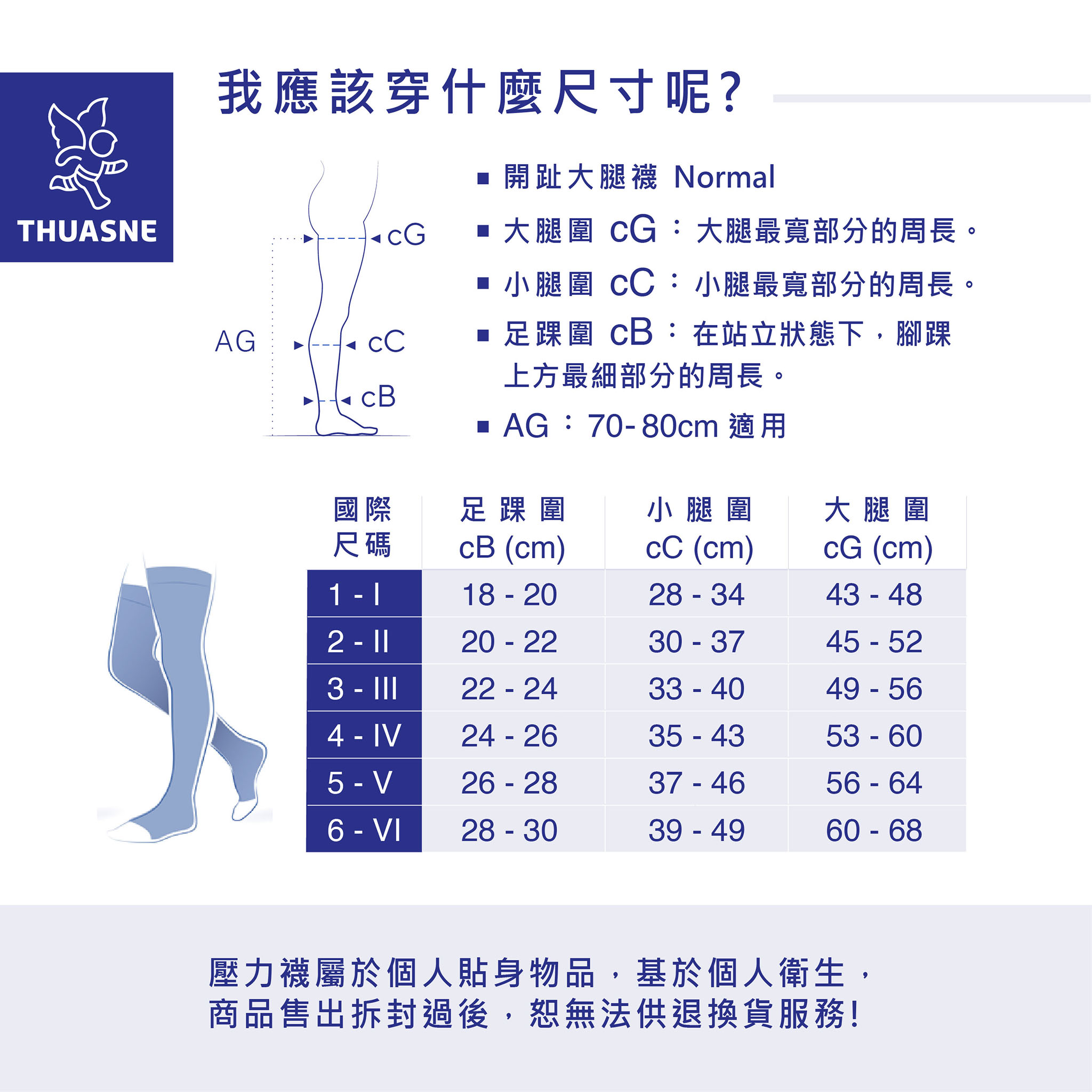 開趾大腿襪尺寸表